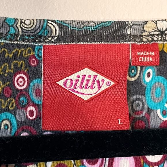 OILILY floral multicolor full button cardigan style top size large boho fall - Picture 5 of 6